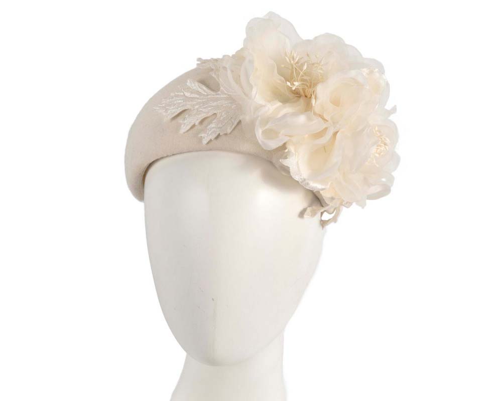 Wide cream headband with silk flower